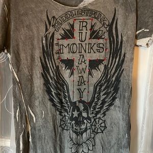 Buddhist Punk Buccaneers Banquet RunAway Monks distressed T-shirt Women’s Small